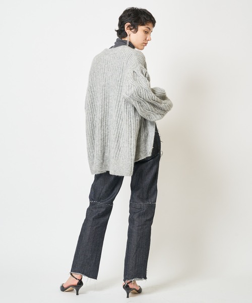 新品　Whim gazzette【THE PAUSE】モヘヤケーブルカーディガン Whim Gazette(ウィム ガゼット)の【THE PAUSE】モヘヤケーブル