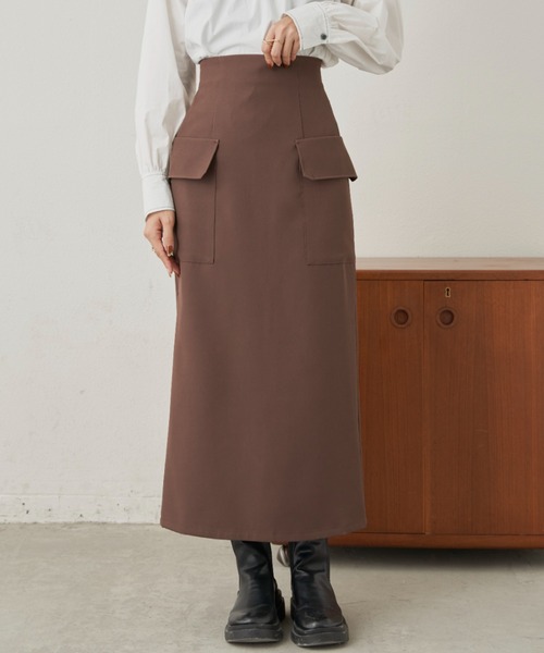 CLEARIMPRESSION （クリアインプレッション）の「ハイウエストカーゴナロースカート（スカート・レディース・ブラック/ブラウン・M/S）」の5枚目の写真