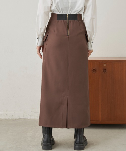 CLEARIMPRESSION （クリアインプレッション）の「ハイウエストカーゴナロースカート（スカート・レディース・ブラック/ブラウン・M/S）」の8枚目の写真
