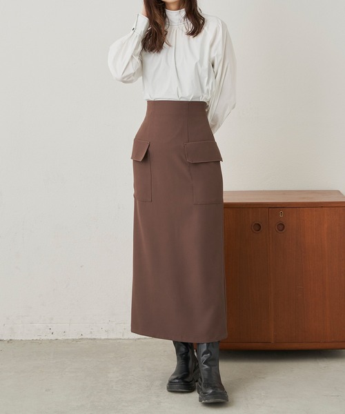 CLEARIMPRESSION （クリアインプレッション）の「ハイウエストカーゴナロースカート（スカート・レディース・ブラック/ブラウン・M/S）」の13枚目の写真