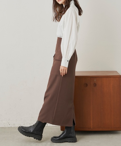 CLEARIMPRESSION （クリアインプレッション）の「ハイウエストカーゴナロースカート（スカート・レディース・ブラック/ブラウン・M/S）」の6枚目の写真