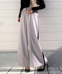 Q | ツイルピーチサイドラインワイドパンツ(その他パンツ)