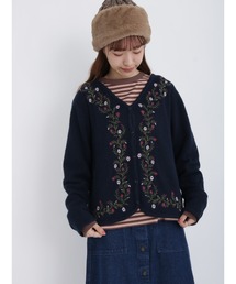 Samansa Mos2 | 花柄刺繍ニットカーディガン(カーディガン/ボレロ)