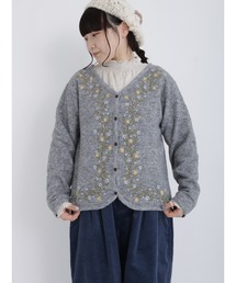 Samansa Mos2 | 花柄刺繍ニットカーディガン(カーディガン/ボレロ)