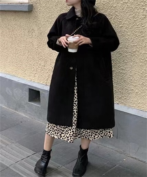 FREE STYLISTS(フリー スタイリスト)の「ウールライクステンカラーコート(ステンカラーコート・レディース・ベージュ/ブラック・M/L/XL/XXL/S)」の3枚目の写真