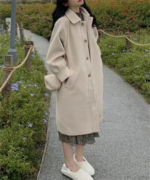 FREE STYLISTS(フリー スタイリスト)の「ウールライクステンカラーコート(ステンカラーコート・レディース・ベージュ/ブラック・M/L/XL/XXL/S)」の9枚目の写真