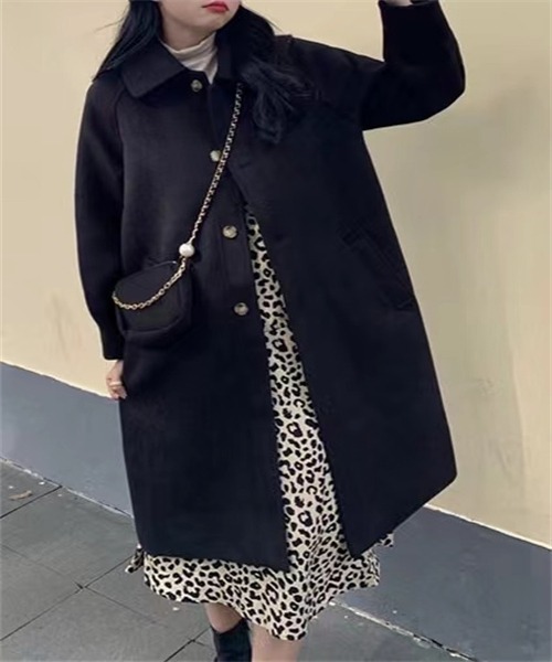 FREE STYLISTS(フリー スタイリスト)の「ウールライクステンカラーコート(ステンカラーコート・レディース・ベージュ/ブラック・M/L/XL/XXL/S)」の4枚目の写真