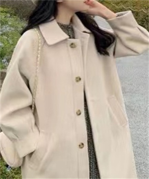 FREE STYLISTS(フリー スタイリスト)の「ウールライクステンカラーコート(ステンカラーコート・レディース・ベージュ/ブラック・M/L/XL/XXL/S)」の11枚目の写真