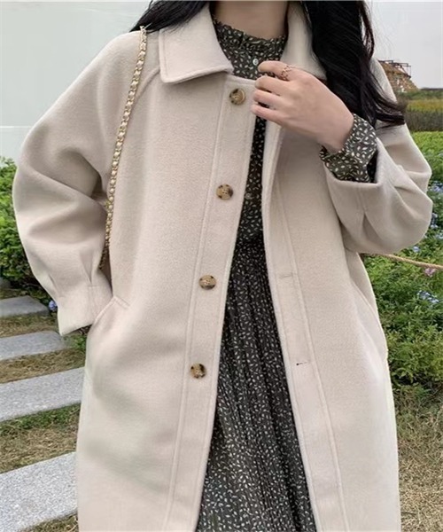 FREE STYLISTS(フリー スタイリスト)の「ウールライクステンカラーコート(ステンカラーコート・レディース・ベージュ/ブラック・M/L/XL/XXL/S)」の10枚目の写真