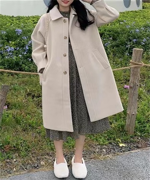 FREE STYLISTS(フリー スタイリスト)の「ウールライクステンカラーコート(ステンカラーコート・レディース・ベージュ/ブラック・M/L/XL/XXL/S)」の7枚目の写真