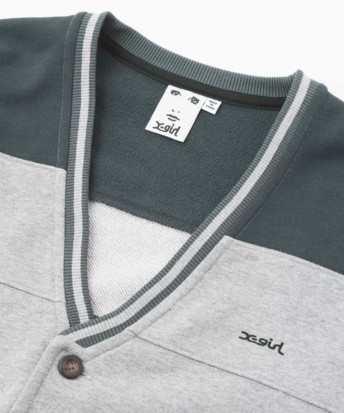 X-girl（エックスガール）の「SWEAT CARDIGAN（カーディガン/ボレロ・レディース・アッシュ/ブラック/ライトブルー・M/S）」の6枚目の写真