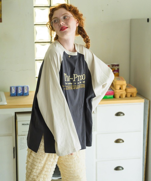 【新品】The Birthday / バースデイ　ロンT　黒　XL Birthday room（バースデイルーム）の「ロゴ刺繍ラグランBIGロン