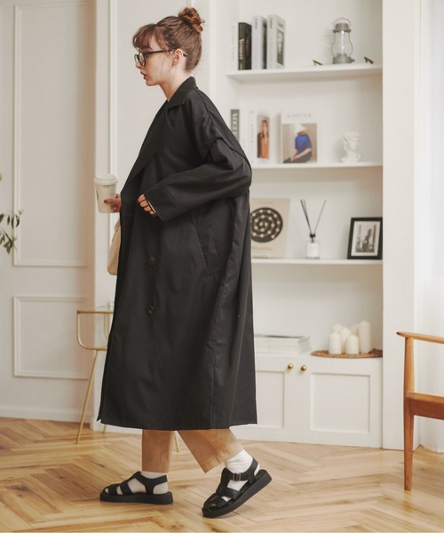 ANGIE（アンジー）の「2WAYダブルオーバーコート/ロングジレ（トレンチコート・レディース・アイボリー/ブラック/カーキ/ベージュ・FREE）」の21枚目の写真