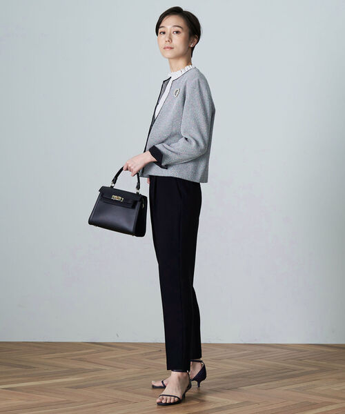 NOLLEY’S（ノーリーズ）の「◇【WEB限定】ラメツイードストレッチクルーネックジャケット（ノーカラージャケット・レディース・ネイビー/グレー系その他・36/40/38）」の15枚目の写真