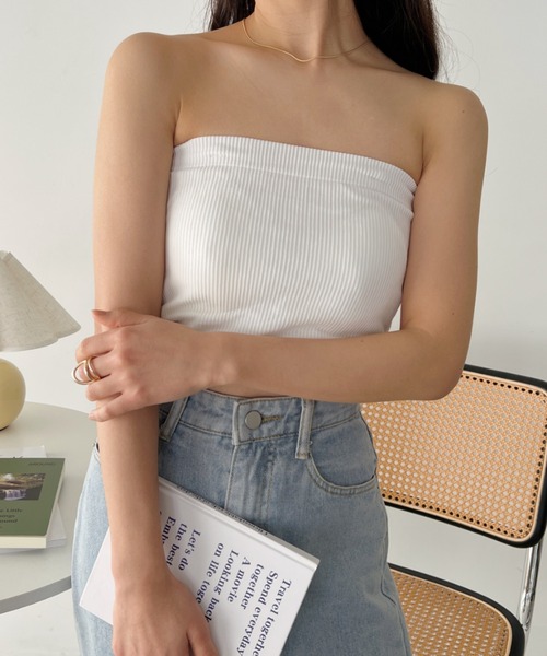 セール】カップ付き2WAYスクエアリブキャミ/ブラトップ（チューブ