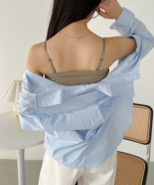 セール】カップ付き2WAYスクエアリブキャミ/ブラトップ