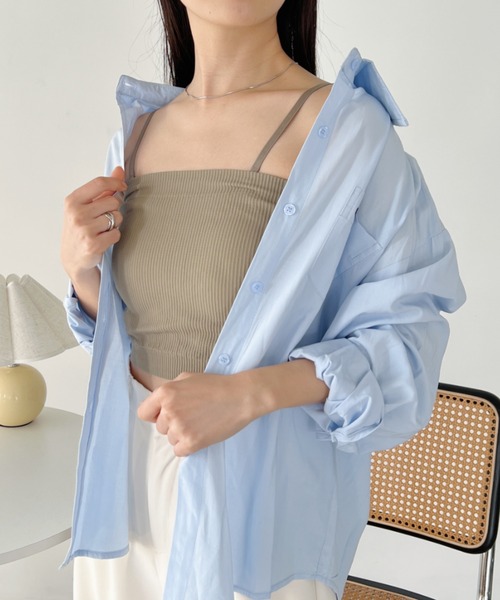 CLEA（クレア）の「カップ付き2WAYスクエアリブキャミ/ブラトップ（チューブトップ・レディース・ホワイト/チャコールグレー/ブラック/カーキ・FREE）」の22枚目の写真