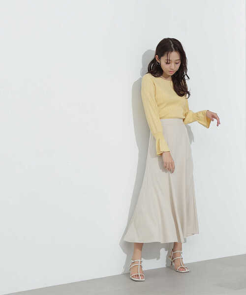 NATURAL BEAUTY BASIC（ナチュラルビューティーベーシック）の「ランダムマチマーメイドスカート（スカート・レディース・グレイッシュベージュ/イエロー/ブルー・SMALL/MEDIUM）」の4枚目の写真