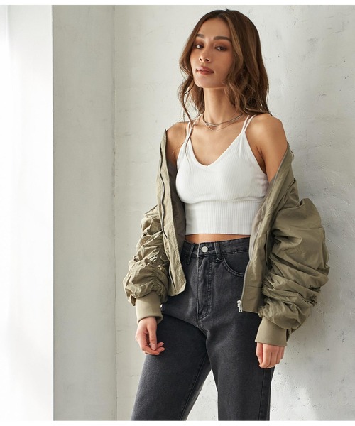 ANAP（アナップ）の「シャーリングMA-1（ブルゾン・レディース・カーキ/ブラック・FREE）」の8枚目の写真