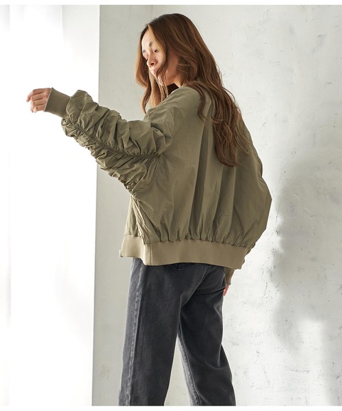 ANAP（アナップ）の「シャーリングMA-1（ブルゾン・レディース・カーキ/ブラック・FREE）」の5枚目の写真