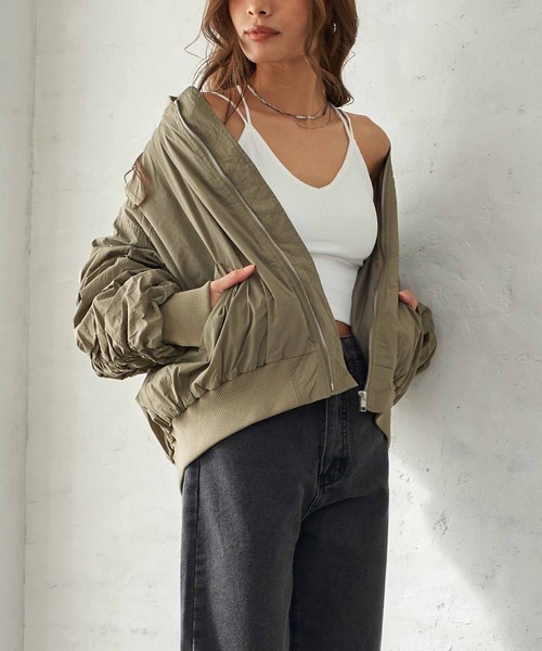 ANAP（アナップ）の「シャーリングMA-1（ブルゾン・レディース・カーキ/ブラック・FREE）」の12枚目の写真