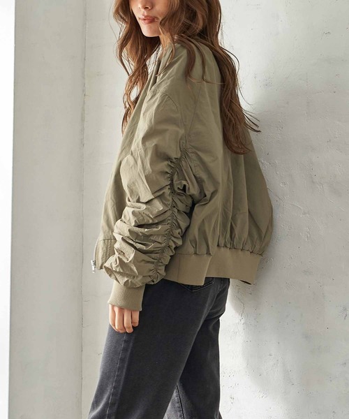 ANAP（アナップ）の「シャーリングMA-1（ブルゾン・レディース・カーキ/ブラック・FREE）」の3枚目の写真