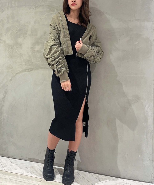 ANAP（アナップ）の「シャーリングMA-1（ブルゾン・レディース・カーキ/ブラック・FREE）」の18枚目の写真