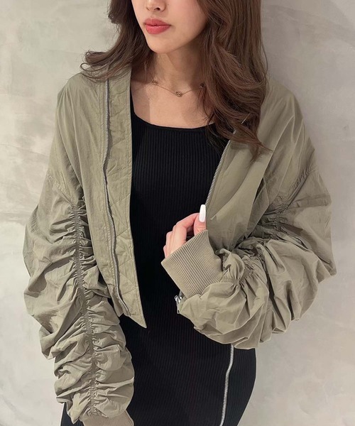 ANAP（アナップ）の「シャーリングMA-1（ブルゾン・レディース・カーキ/ブラック・FREE）」の16枚目の写真