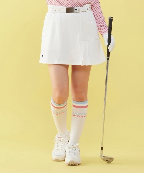 le coq sportif GOLF（ルコックスポルティフゴルフ）の「サイドプリーツスカート  吸汗 ストレッチ UVカット    レディース ゴルフウエア（スカート・レディース・ブルー/ピンク/ホワイト/ネイビー・7号/9号/11号/13号）」の3枚目の写真