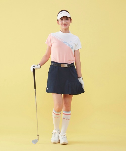 le coq sportif GOLF（ルコックスポルティフゴルフ）の「サイドプリーツスカート  吸汗 ストレッチ UVカット    レディース ゴルフウエア（スカート・レディース・ブルー/ピンク/ホワイト/ネイビー・7号/9号/11号/13号）」の7枚目の写真