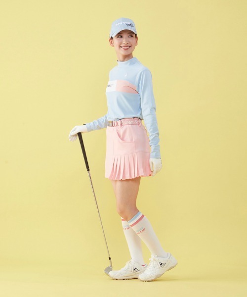le coq sportif GOLF（ルコックスポルティフゴルフ）の「サイドプリーツスカート  吸汗 ストレッチ UVカット    レディース ゴルフウエア（スカート・レディース・ブルー/ピンク/ホワイト/ネイビー・7号/9号/11号/13号）」の6枚目の写真