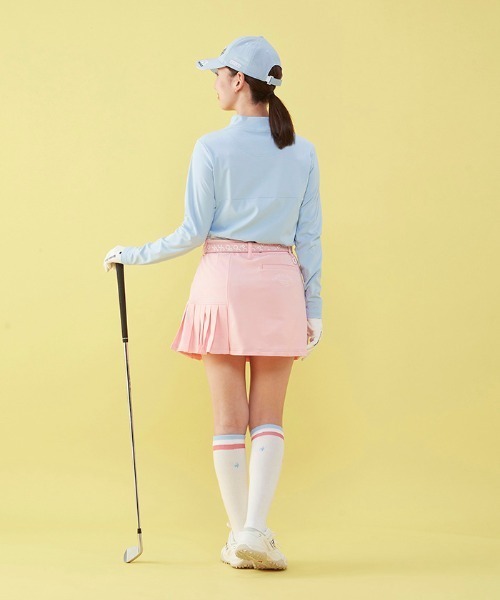 le coq sportif GOLF（ルコックスポルティフゴルフ）の「サイドプリーツスカート  吸汗 ストレッチ UVカット    レディース ゴルフウエア（スカート・レディース・ブルー/ピンク/ホワイト/ネイビー・7号/9号/11号/13号）」の8枚目の写真