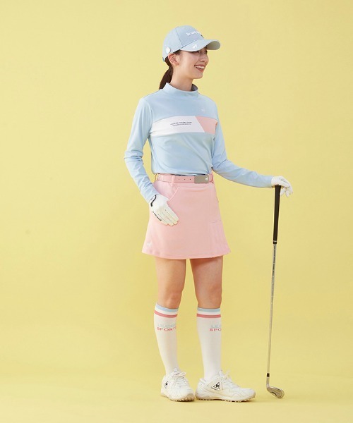 le coq sportif GOLF（ルコックスポルティフゴルフ）の「サイドプリーツスカート  吸汗 ストレッチ UVカット    レディース ゴルフウエア（スカート・レディース・ブルー/ピンク/ホワイト/ネイビー・7号/9号/11号/13号）」の10枚目の写真