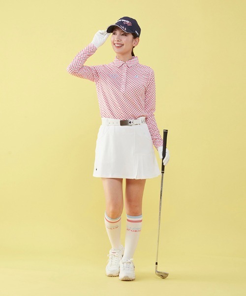 le coq sportif GOLF（ルコックスポルティフゴルフ）の「サイドプリーツスカート  吸汗 ストレッチ UVカット    レディース ゴルフウエア（スカート・レディース・ブルー/ピンク/ホワイト/ネイビー・7号/9号/11号/13号）」の16枚目の写真