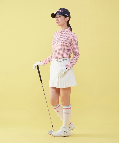 le coq sportif GOLF（ルコックスポルティフゴルフ）の「サイドプリーツスカート  吸汗 ストレッチ UVカット    レディース ゴルフウエア（スカート・レディース・ブルー/ピンク/ホワイト/ネイビー・7号/9号/11号/13号）」の22枚目の写真
