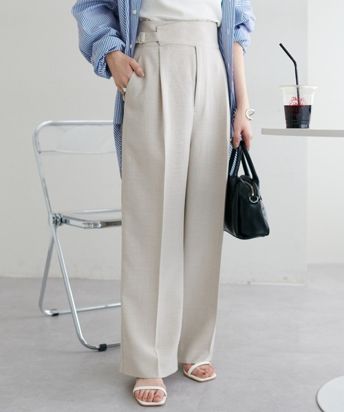 DISCOAT（ディスコート）の「テックリネンハイウエストウエストバックルワイドパンツ（その他パンツ・レディース・ライトグレー/ブラック・MEDIUM/LARGE）」の16枚目の写真