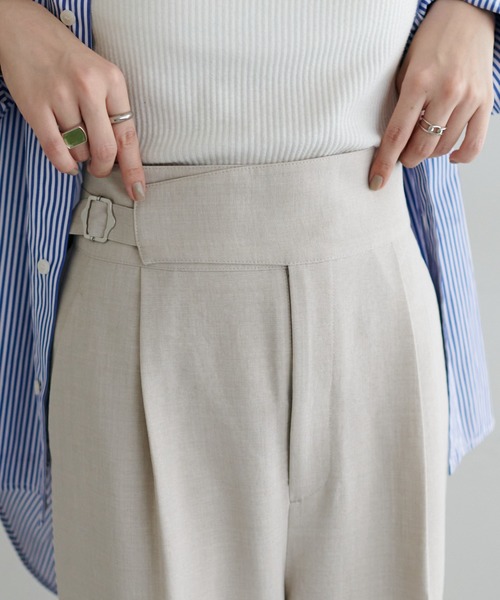 DISCOAT（ディスコート）の「テックリネンハイウエストウエストバックルワイドパンツ（その他パンツ・レディース・ライトグレー/ブラック・MEDIUM/LARGE）」の11枚目の写真