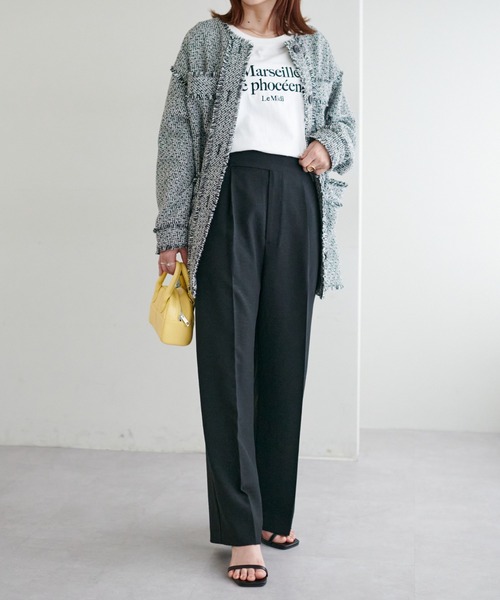 DISCOAT（ディスコート）の「テックリネンハイウエストウエストバックルワイドパンツ（その他パンツ・レディース・ライトグレー/ブラック・MEDIUM/LARGE）」の4枚目の写真