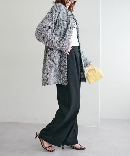 DISCOAT（ディスコート）の「テックリネンハイウエストウエストバックルワイドパンツ（その他パンツ・レディース・ライトグレー/ブラック・MEDIUM/LARGE）」の12枚目の写真