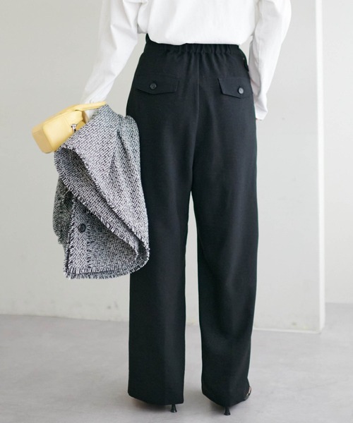 DISCOAT（ディスコート）の「テックリネンハイウエストウエストバックルワイドパンツ（その他パンツ・レディース・ライトグレー/ブラック・MEDIUM/LARGE）」の5枚目の写真