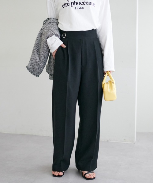 DISCOAT（ディスコート）の「テックリネンハイウエストウエストバックルワイドパンツ（その他パンツ・レディース・ライトグレー/ブラック・MEDIUM/LARGE）」の18枚目の写真