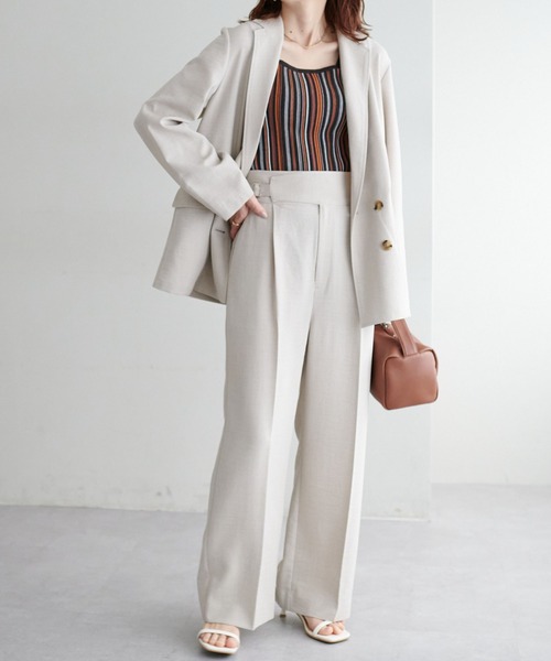 DISCOAT（ディスコート）の「テックリネンハイウエストウエストバックルワイドパンツ（その他パンツ・レディース・ライトグレー/ブラック・MEDIUM/LARGE）」の3枚目の写真