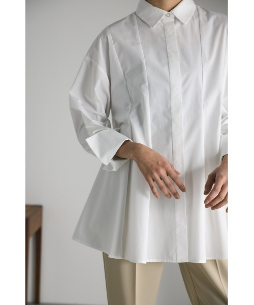 STYLEMIXER（スタイルミキサー）の「タックフレアシャツ（シャツ/ブラウス・レディース・ブラック/ホワイト/サックスブルー・FREE）」の10枚目の写真