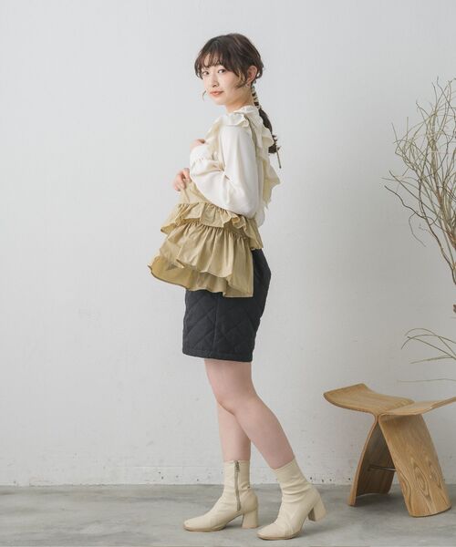 RETRO GIRL（レトロガール）の「フリルトートバッグ（ショルダーバッグ・レディース・ナチュラル/ベージュ/ブラック・ONE SIZE）」の5枚目の写真