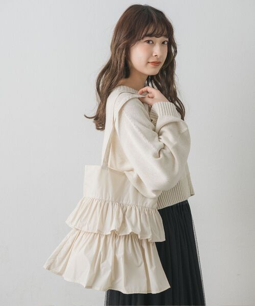RETRO GIRL（レトロガール）の「フリルトートバッグ（ショルダーバッグ・レディース・ナチュラル/ベージュ/ブラック・ONE SIZE）」の16枚目の写真
