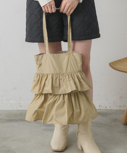 RETRO GIRL（レトロガール）の「フリルトートバッグ（ショルダーバッグ・レディース・ナチュラル/ベージュ/ブラック・ONE SIZE）」の14枚目の写真