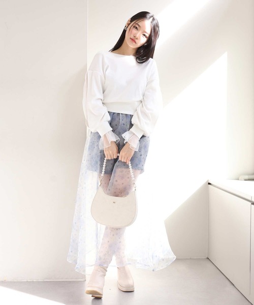 one after another NICE CLAUP(ワンアフターアナザーナイスクラップ)の「オーガンジー重ねスウェット 2023SS(スウェット・レディース・ブラック/オフホワイト/グレー・FREE)」の18枚目の写真