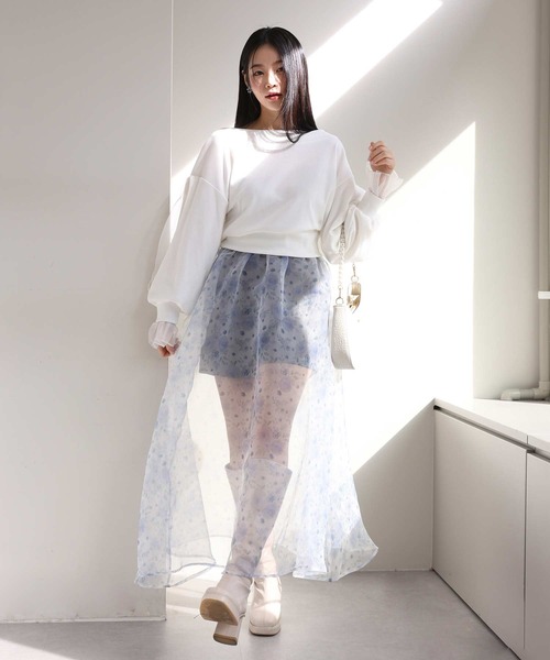 one after another NICE CLAUP(ワンアフターアナザーナイスクラップ)の「オーガンジー重ねスウェット 2023SS(スウェット・レディース・ブラック/オフホワイト/グレー・FREE)」の19枚目の写真