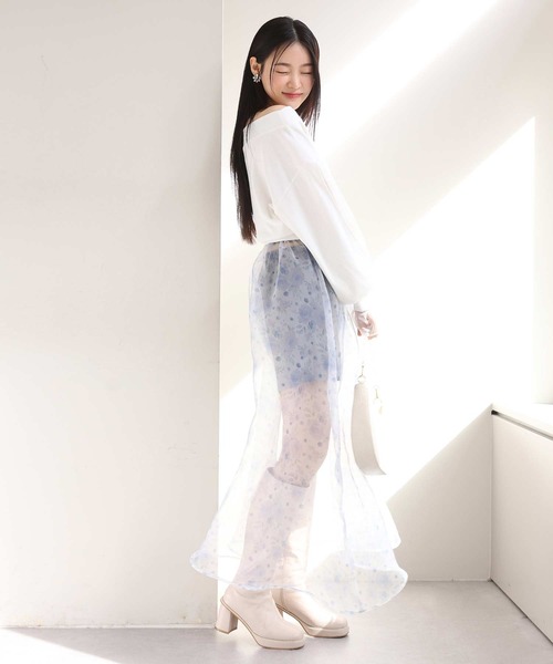 one after another NICE CLAUP(ワンアフターアナザーナイスクラップ)の「オーガンジー重ねスウェット 2023SS(スウェット・レディース・ブラック/オフホワイト/グレー・FREE)」の20枚目の写真
