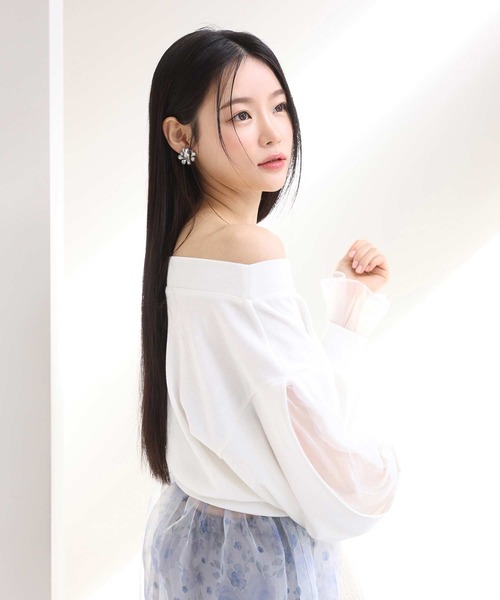 one after another NICE CLAUP(ワンアフターアナザーナイスクラップ)の「オーガンジー重ねスウェット 2023SS(スウェット・レディース・ブラック/オフホワイト/グレー・FREE)」の16枚目の写真